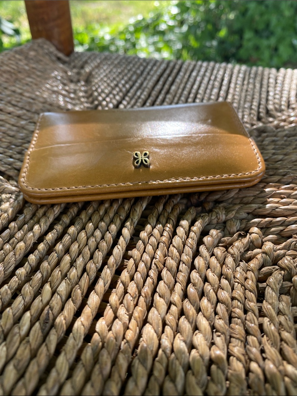 Tan Leather Card Holder with Small Logo Accent - HOBO - Picture 4 of 6